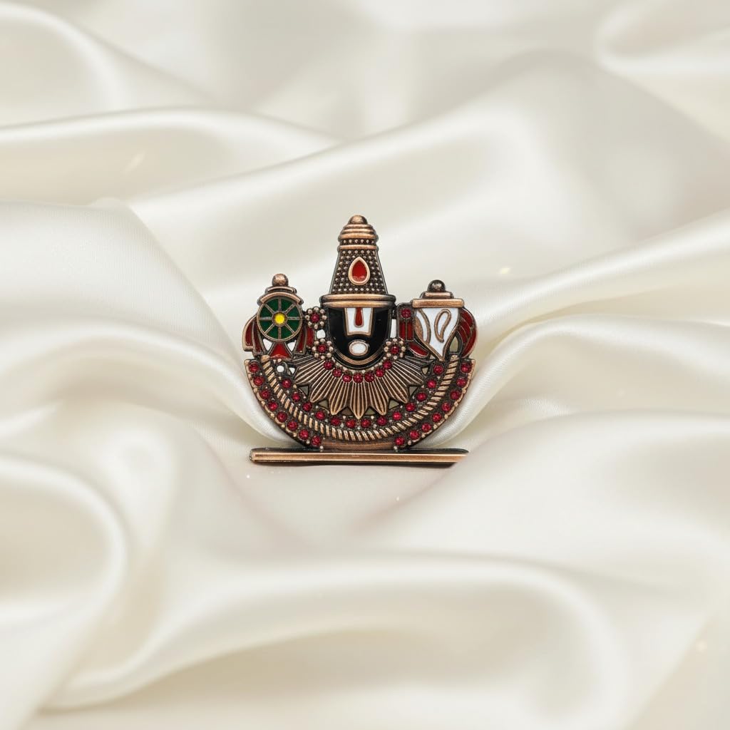 ringzinnie Lord Venkateswara Swamy Idol, 6 cm, Antique Finish Miniature Figurine for Home Temple & Car Dashboard - back view 