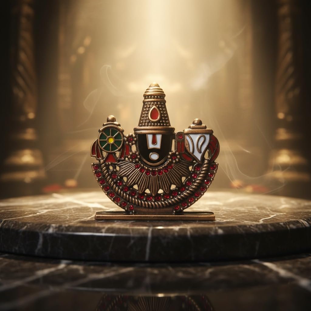 ringzinnie Lord Venkateswara Swamy Idol, 6 cm, Antique Finish Miniature Figurine for Home Temple & Car Dashboard - packaging 