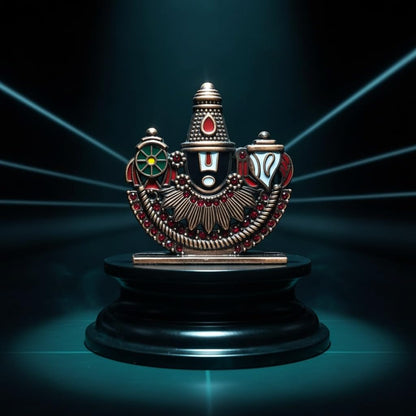 ringzinnie Lord Venkateswara Swamy Idol, 6 cm, Antique Finish Miniature Figurine for Home Temple & Car Dashboard - label deta