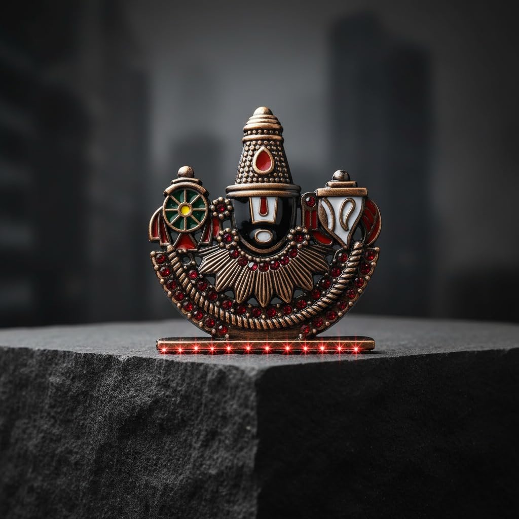 ringzinnie Lord Venkateswara Swamy Idol, 6 cm, Antique Finish Miniature Figurine for Home Temple & Car Dashboard - close-up d