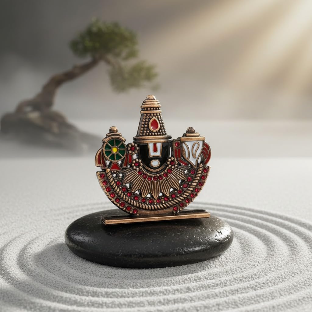 ringzinnie Lord Venkateswara Swamy Idol, 6 cm, Antique Finish Miniature Figurine for Home Temple & Car Dashboard - in use (17
