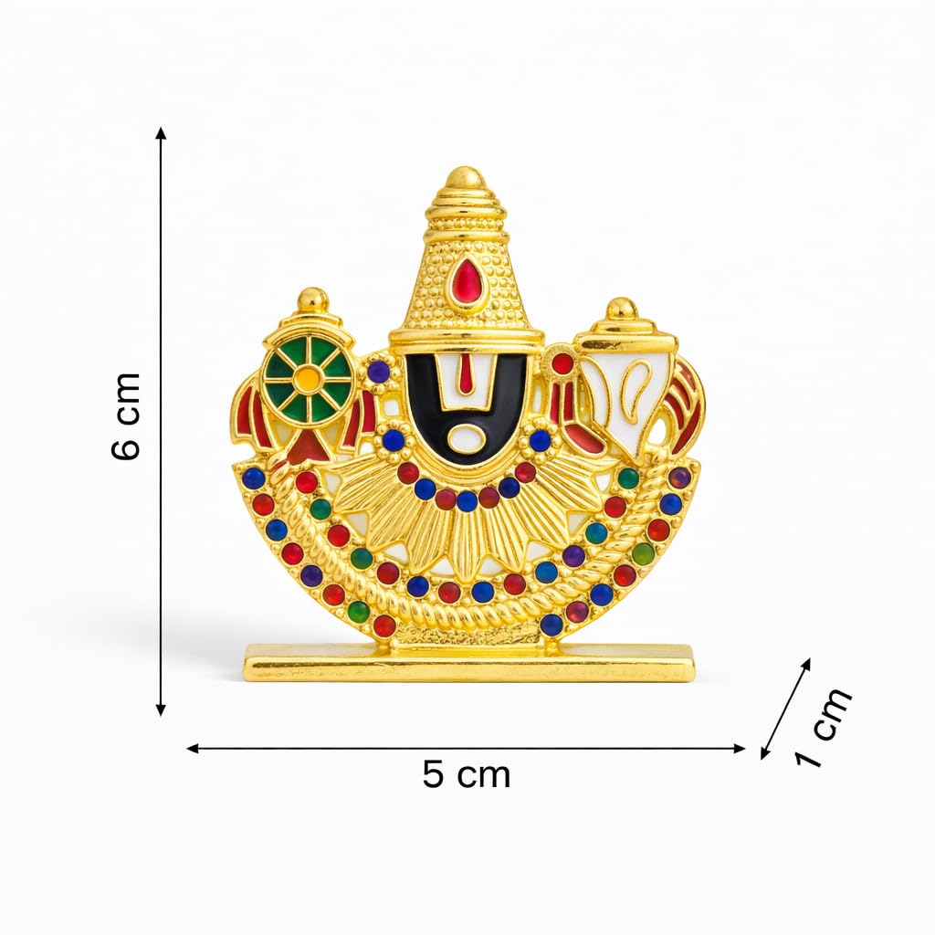 ringzinnie Lord Venkateswara Swamy Idol, 6 cm, Antique Finish Miniature Figurine for Home Temple & Car Dashboard - front view