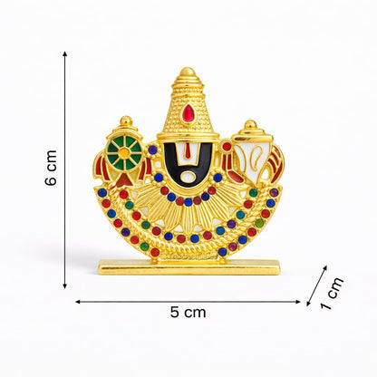 ringzinnie Lord Venkateswara Swamy Idol, 6 cm, Antique Finish Miniature Figurine for Home Temple & Car Dashboard - front view