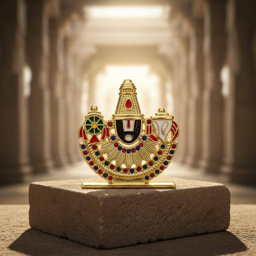 ringzinnie Lord Venkateswara Swamy Idol, 6 cm, Antique Finish Miniature Figurine for Home Temple & Car Dashboard - back view 