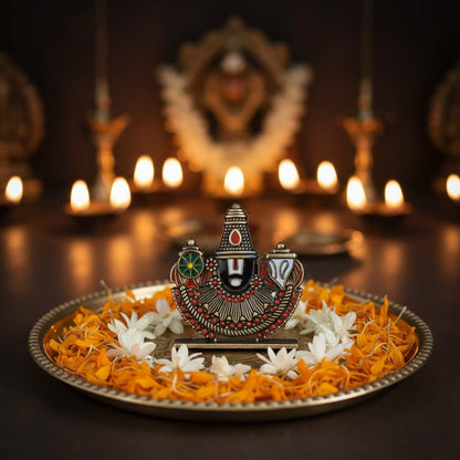 ringzinnie Lord Venkateswara Swamy Idol, 6 cm, Antique Finish Miniature Figurine for Home Temple & Car Dashboard - size and s
