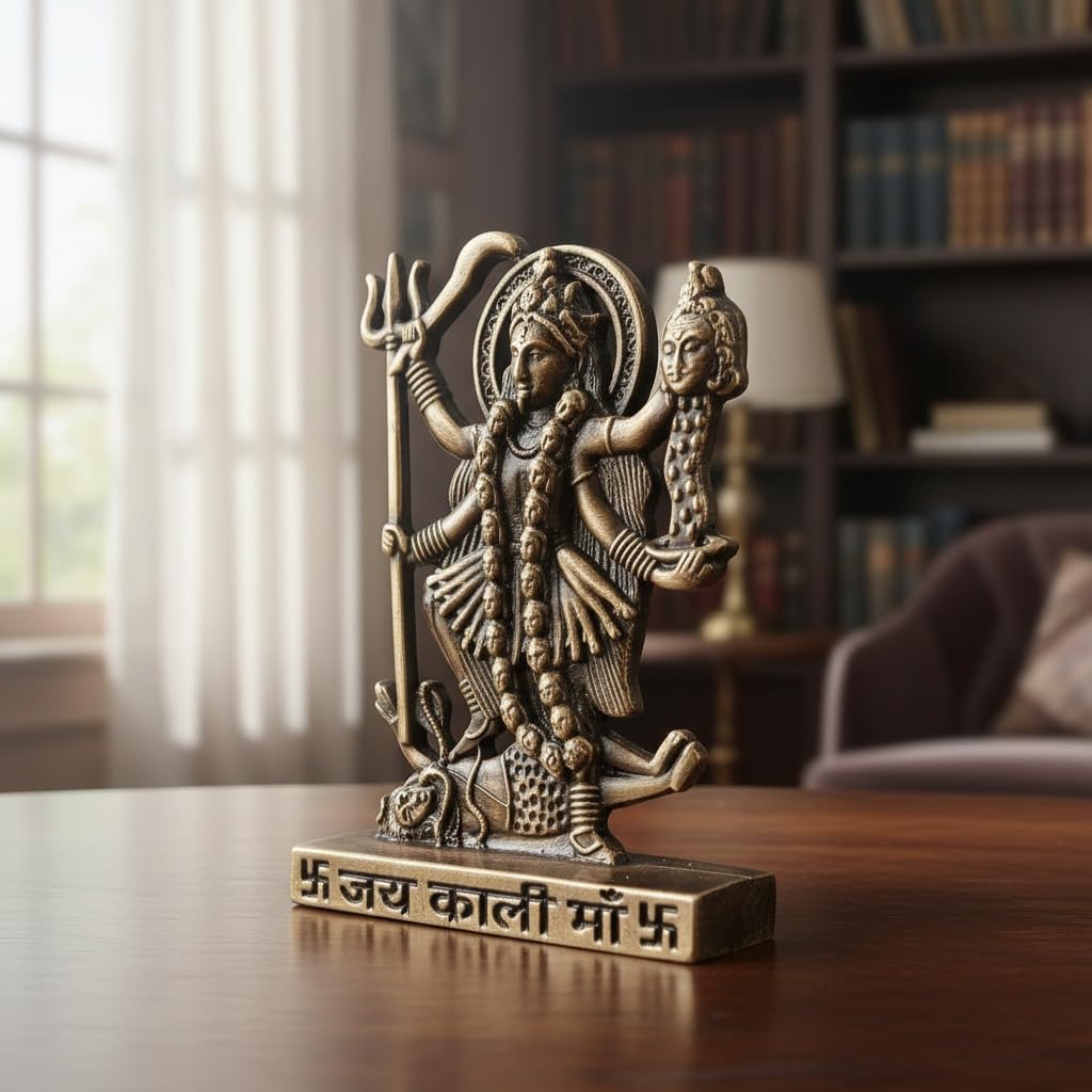ringzinnie Metal Goddess Kali Idol, Antique Finish Figurine for Home Temple or Car Dashboard - packaging (11)