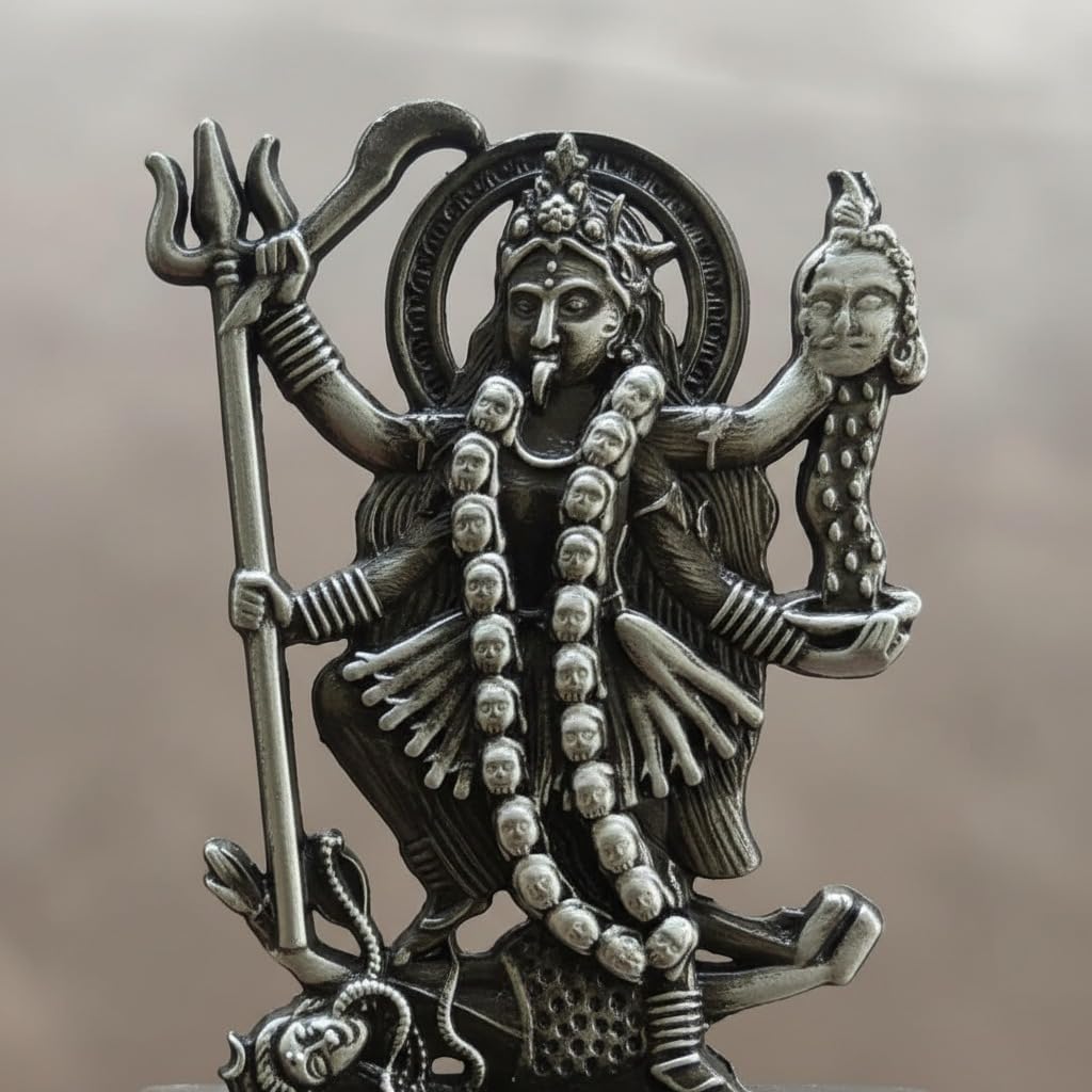 ringzinnie Metal Goddess Kali Idol, Antique Finish Figurine for Home Temple or Car Dashboard - ingredients panel (19)