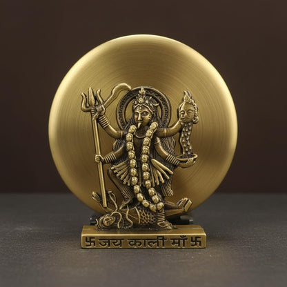 ringzinnie Metal Goddess Kali Idol, Antique Finish Figurine for Home Temple or Car Dashboard - front view