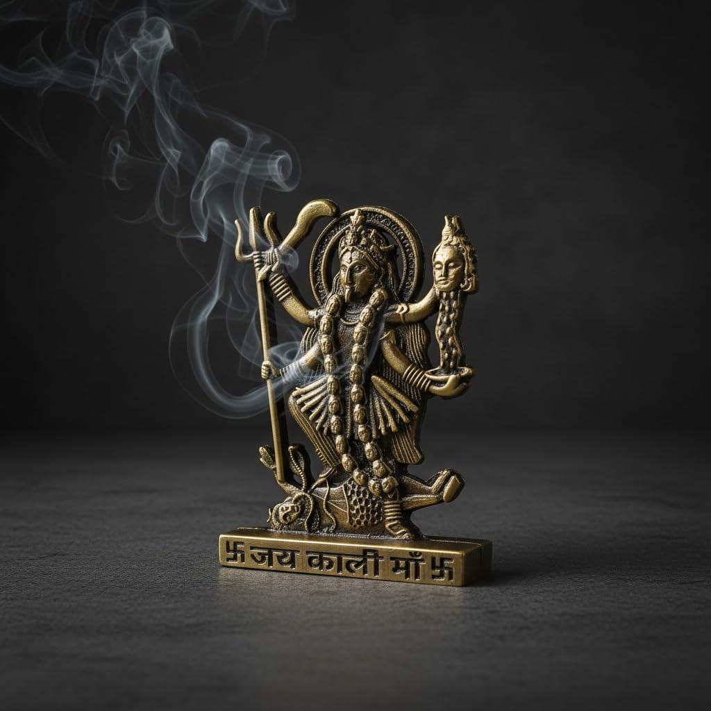ringzinnie Metal Goddess Kali Idol, Antique Finish Figurine for Home Temple or Car Dashboard - packaging