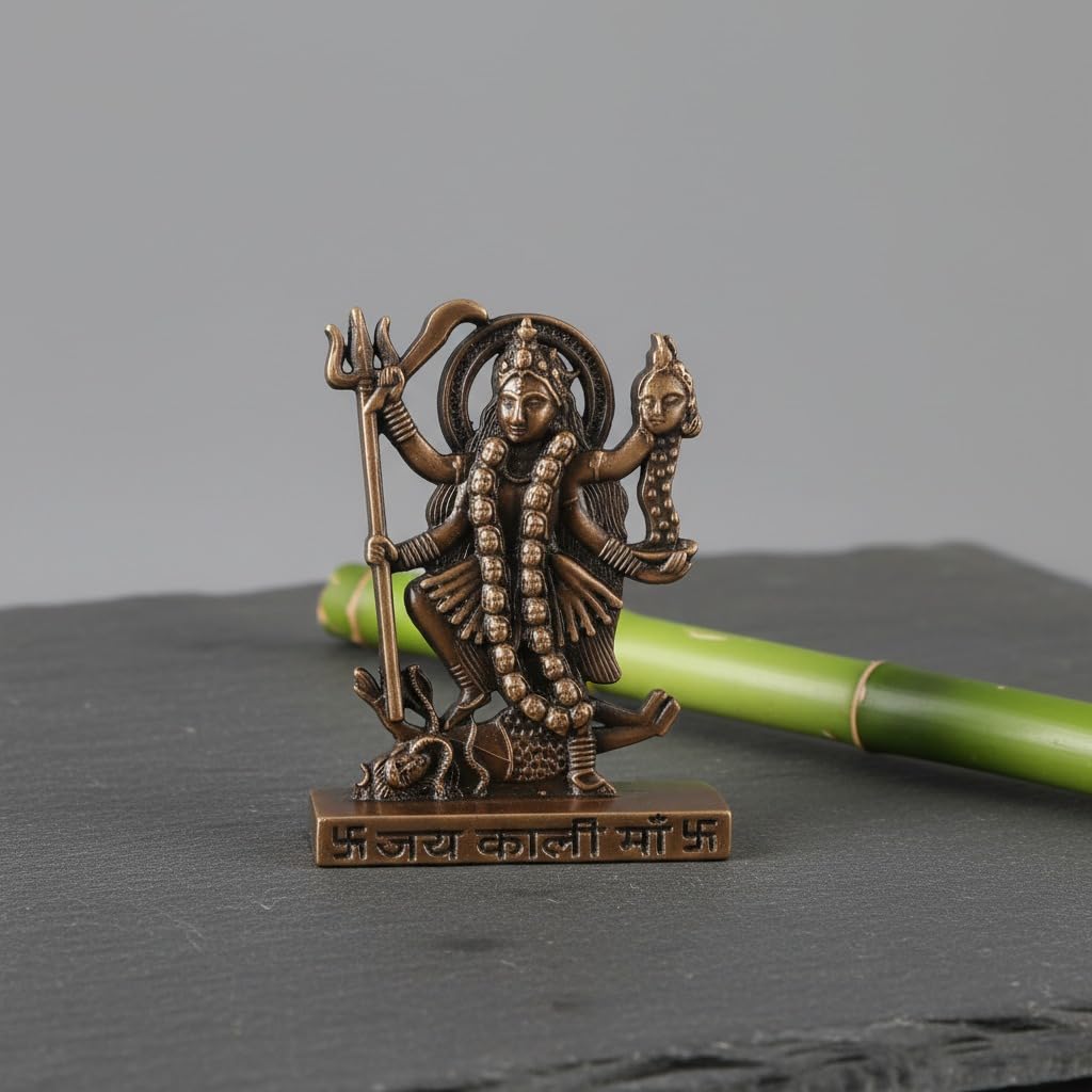 ringzinnie Metal Goddess Kali Idol, Antique Finish Figurine for Home Temple or Car Dashboard (8)