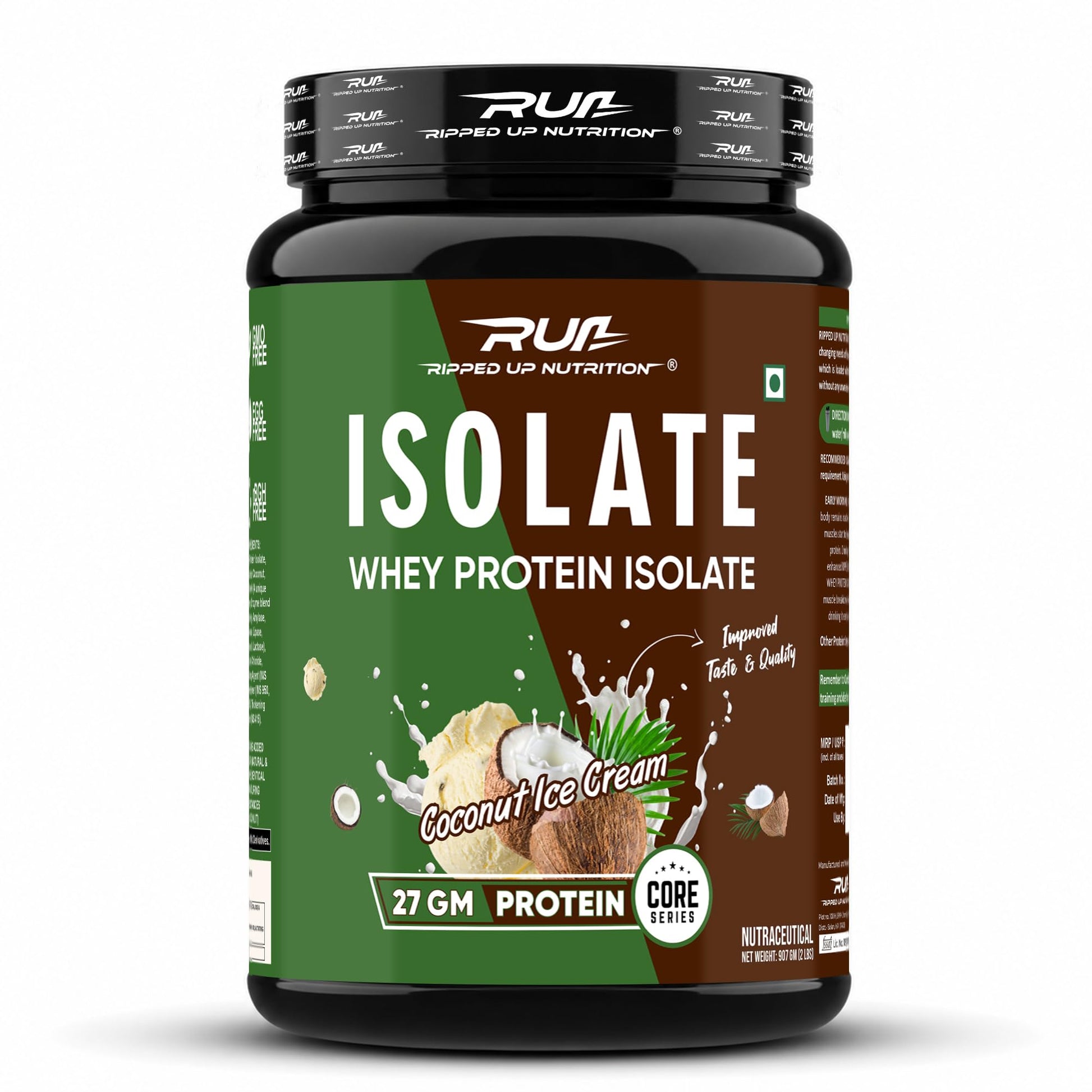 Ripped Up Nutrition Whey Protein Isolate Powder, 27g Protein Per Serving, GMP Certified (10)