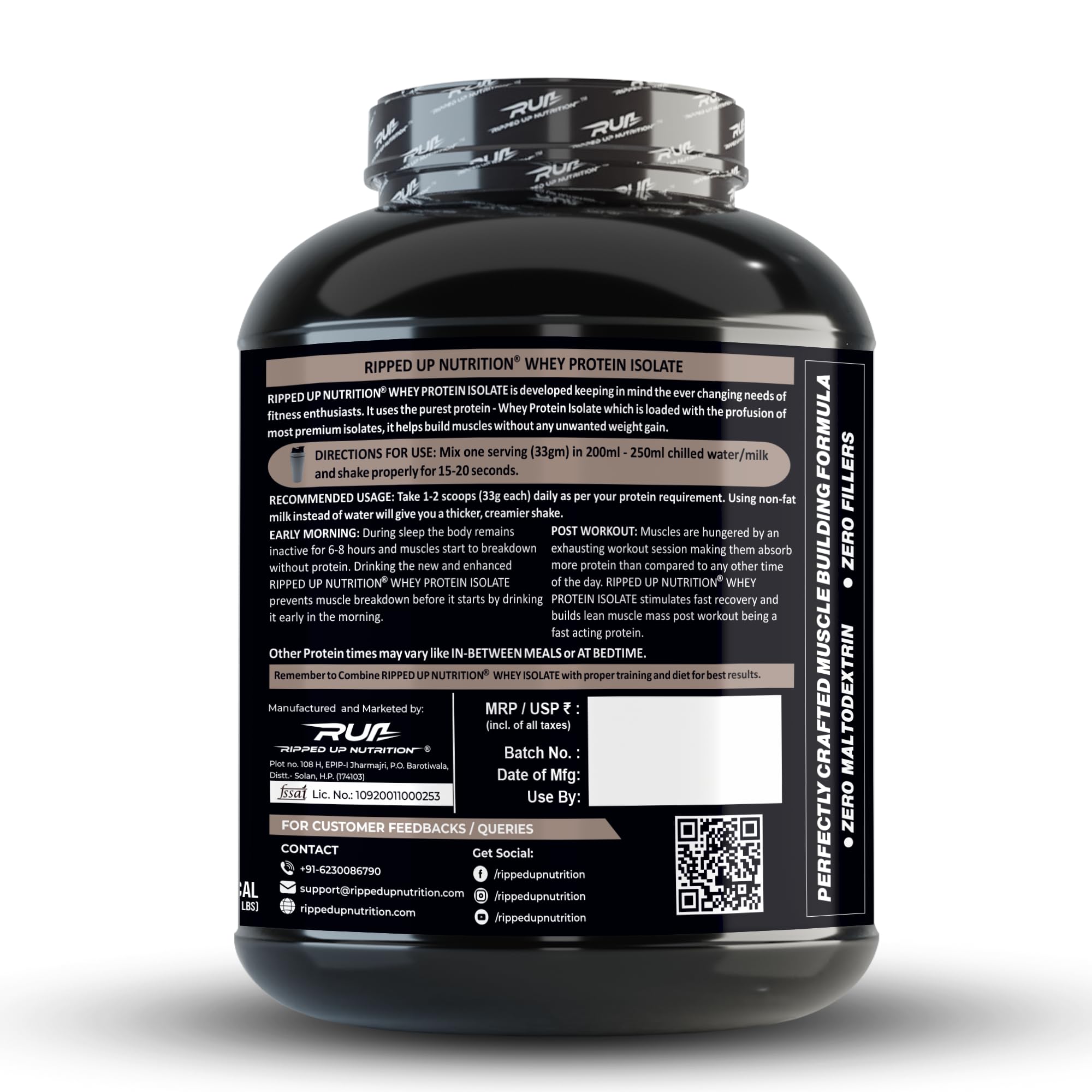 Ripped Up Nutrition Whey Protein Isolate Powder, 27g Protein Per Serving, GMP Certified - close-up detail (13)