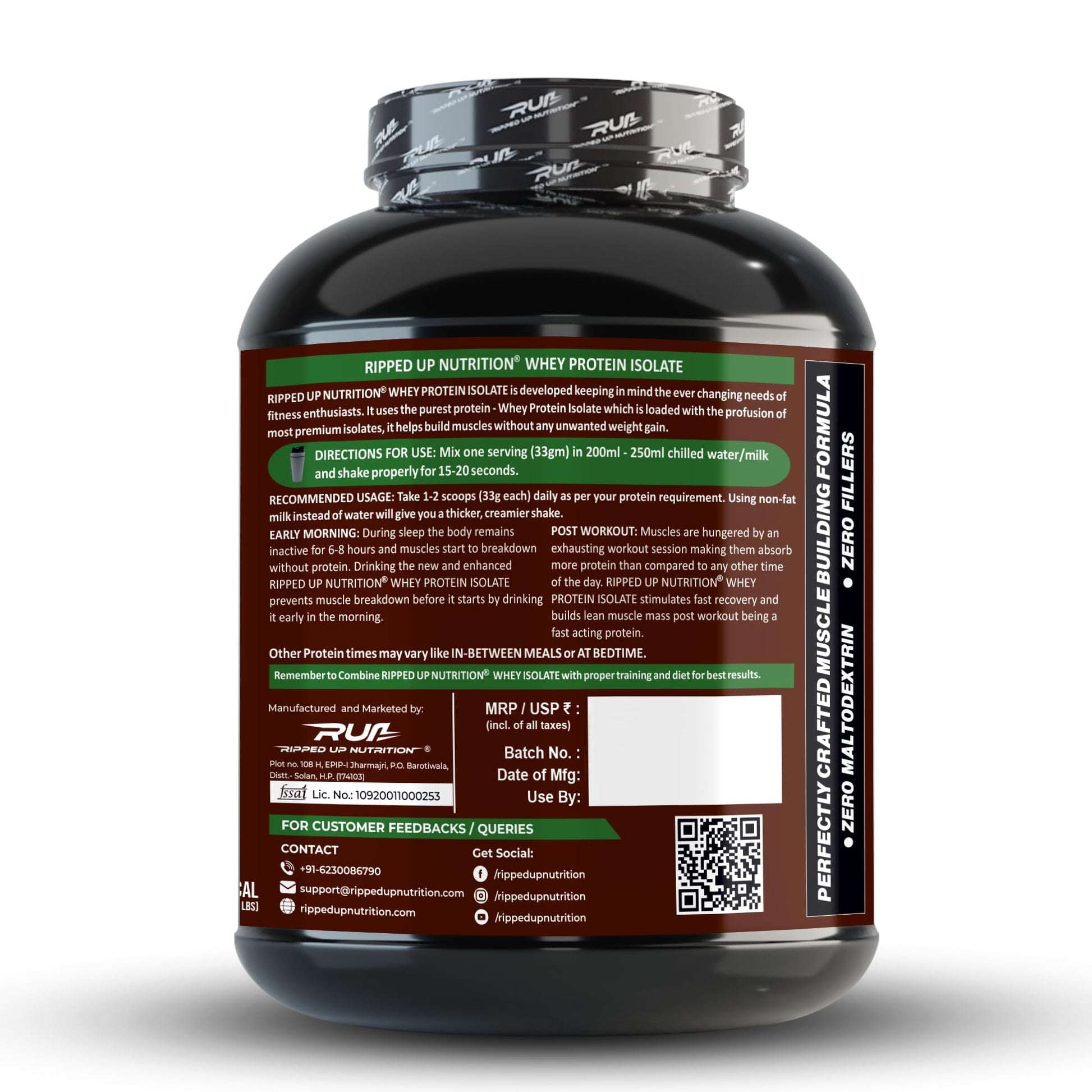 Ripped Up Nutrition Whey Protein Isolate Powder, 27g Protein Per Serving, GMP Certified - close-up detail (9)
