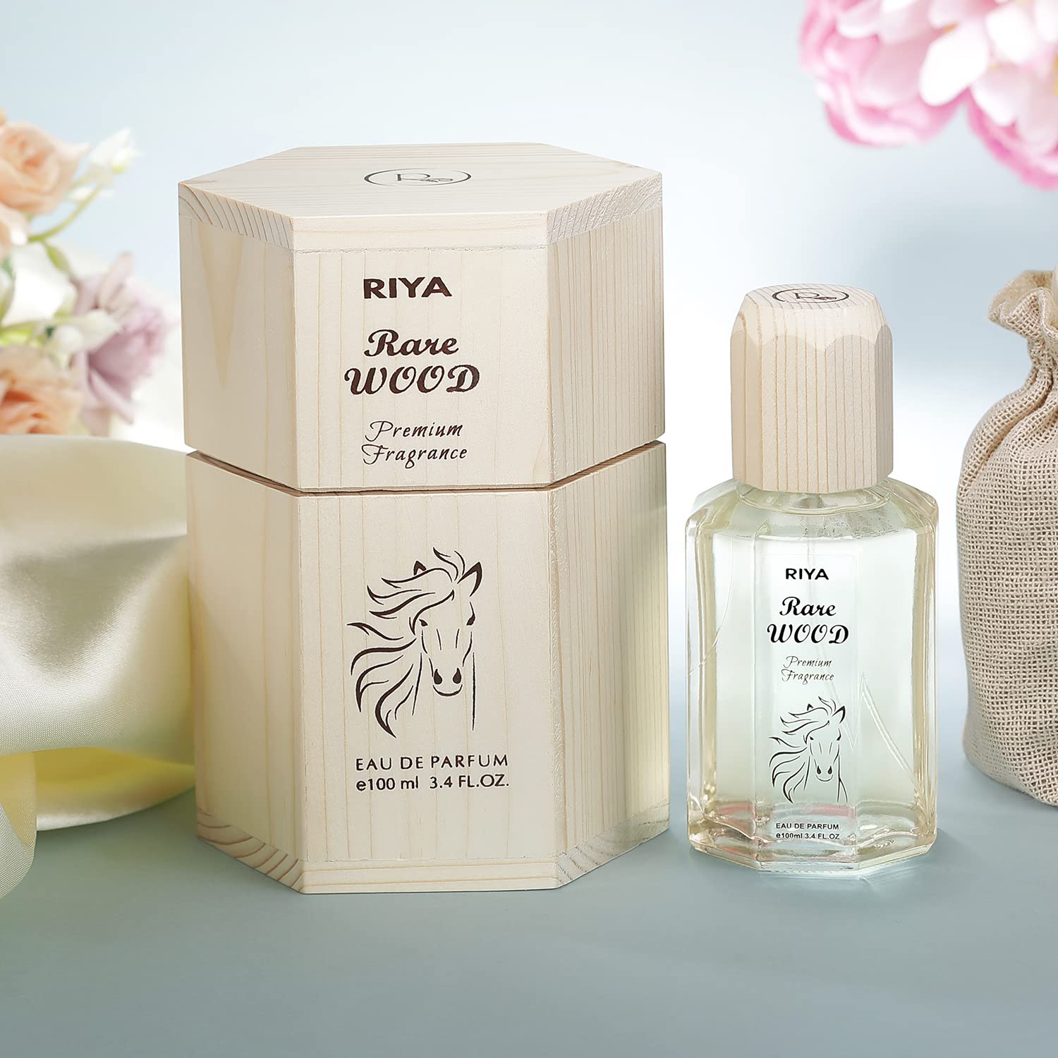 Riya Rare Wood Eau De Perfume for Men, 100ml, 300g - front view