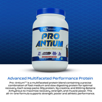 Ronnie Coleman Signature Series Pro-Antium Whey Protein, Double Chocolate, 907g (21 Servings) - front view