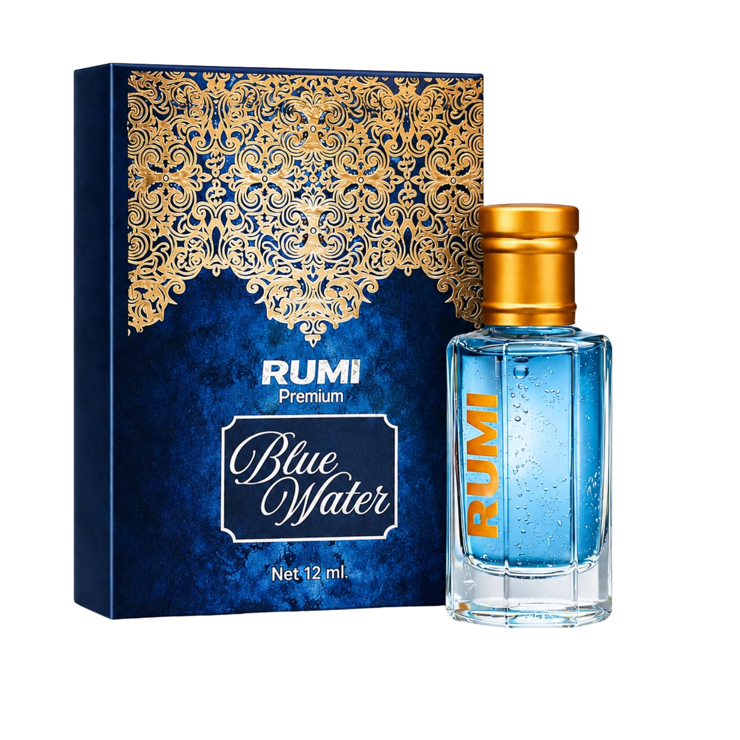 Rumi Blue Water Attar - Alcohol-Free Unisex Aquatic Fragrance, 12 ml, Natural Ingredients