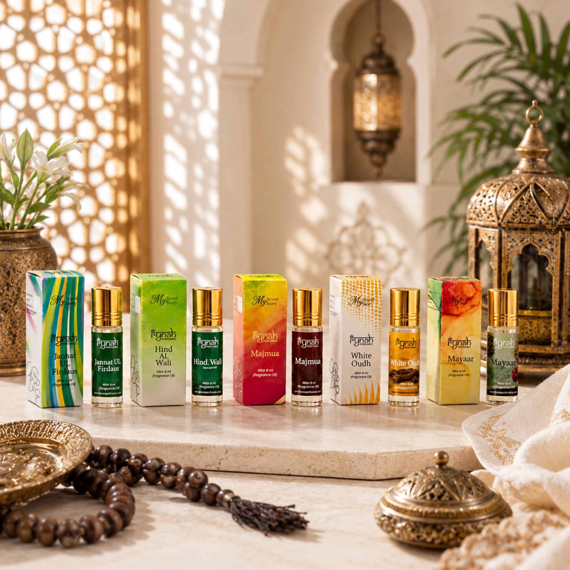 RYNAH Arabic Attar Combo for Men - 3 x 6ml Roll-On Non-Alcoholic Perfume Oil - Concentrated Oil Blend - front view (11)