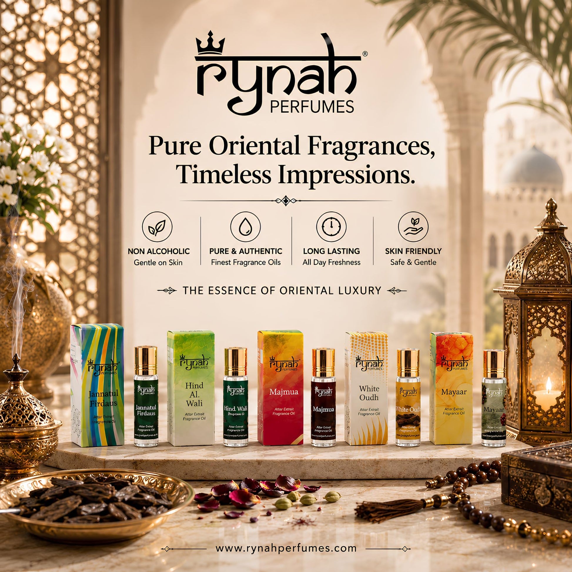 RYNAH Arabic Attar Combo for Men - 3 x 6ml Roll-On Non-Alcoholic Perfume Oil - Concentrated Oil Blend - back view (12)