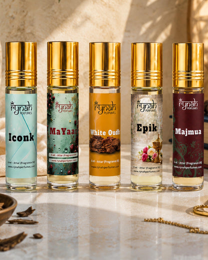 RYNAH Arabic Attar Combo for Men - 3 x 6ml Roll-On Non-Alcoholic Perfume Oil - Concentrated Oil Blend (18)