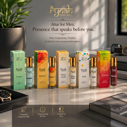 RYNAH Arabic Attar Combo for Men - 3 x 6ml Roll-On Non-Alcoholic Perfume Oil - Concentrated Oil Blend - packaging (21)