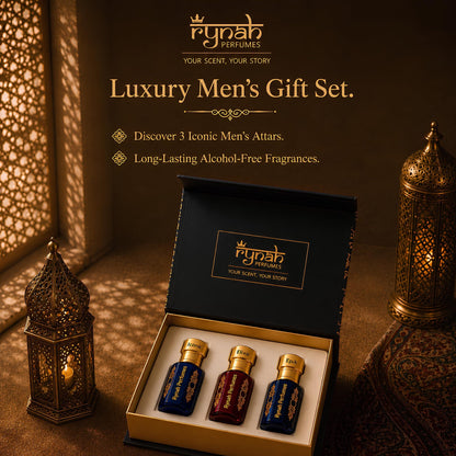 RYNAH Arabic Attar Combo for Men - 3 x 6ml Roll-On Non-Alcoholic Perfume Oil - Concentrated Oil Blend - back view (35)