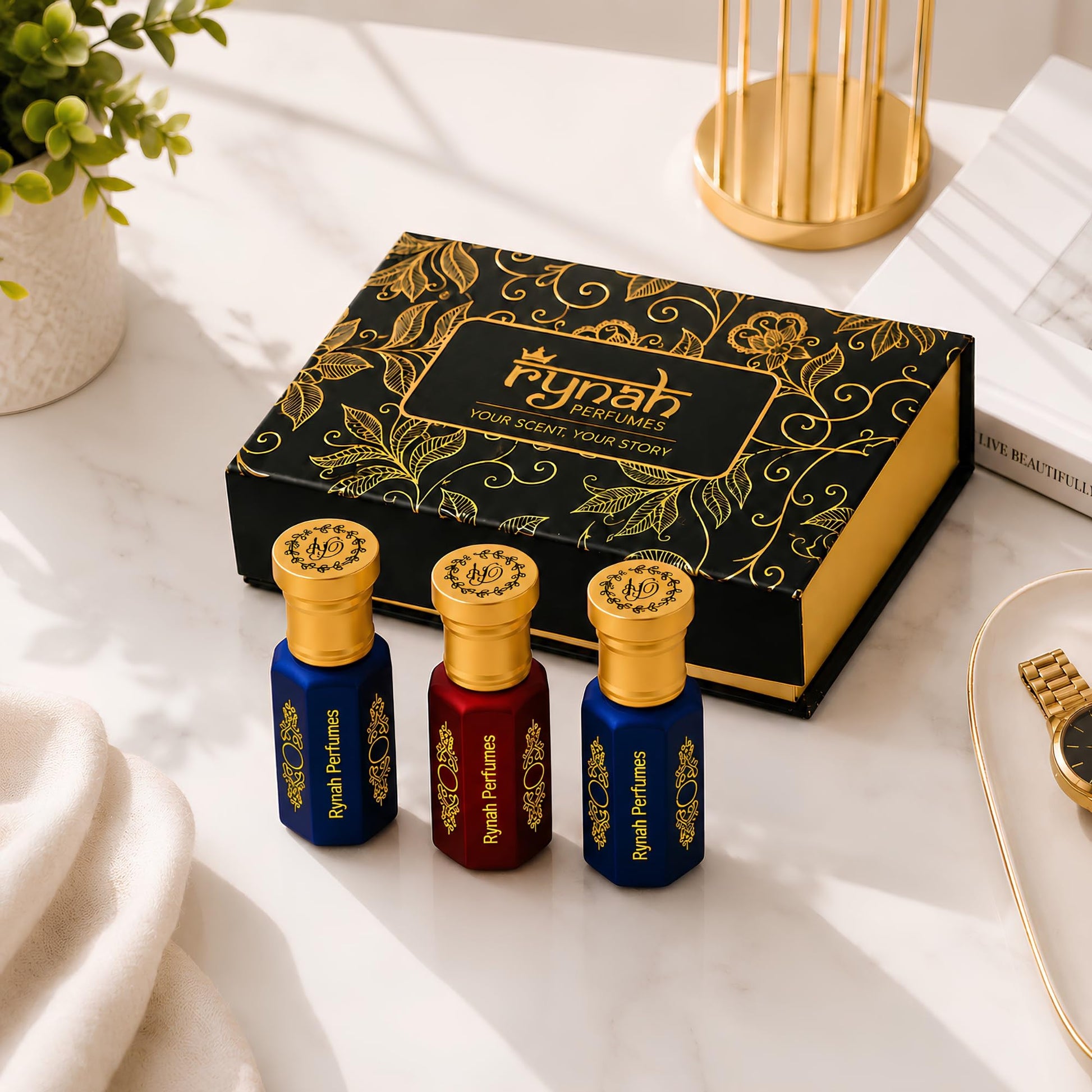 RYNAH Arabic Attar Combo for Men - 3 x 6ml Roll-On Non-Alcoholic Perfume Oil - Concentrated Oil Blend - ingredients panel (38