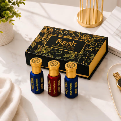 RYNAH Arabic Attar Combo for Men - 3 x 6ml Roll-On Non-Alcoholic Perfume Oil - Concentrated Oil Blend - ingredients panel (38