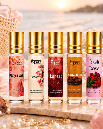 RYNAH Arabic Attar Combo for Men - 3 x 6ml Roll-On Non-Alcoholic Perfume Oil - Concentrated Oil Blend (56)