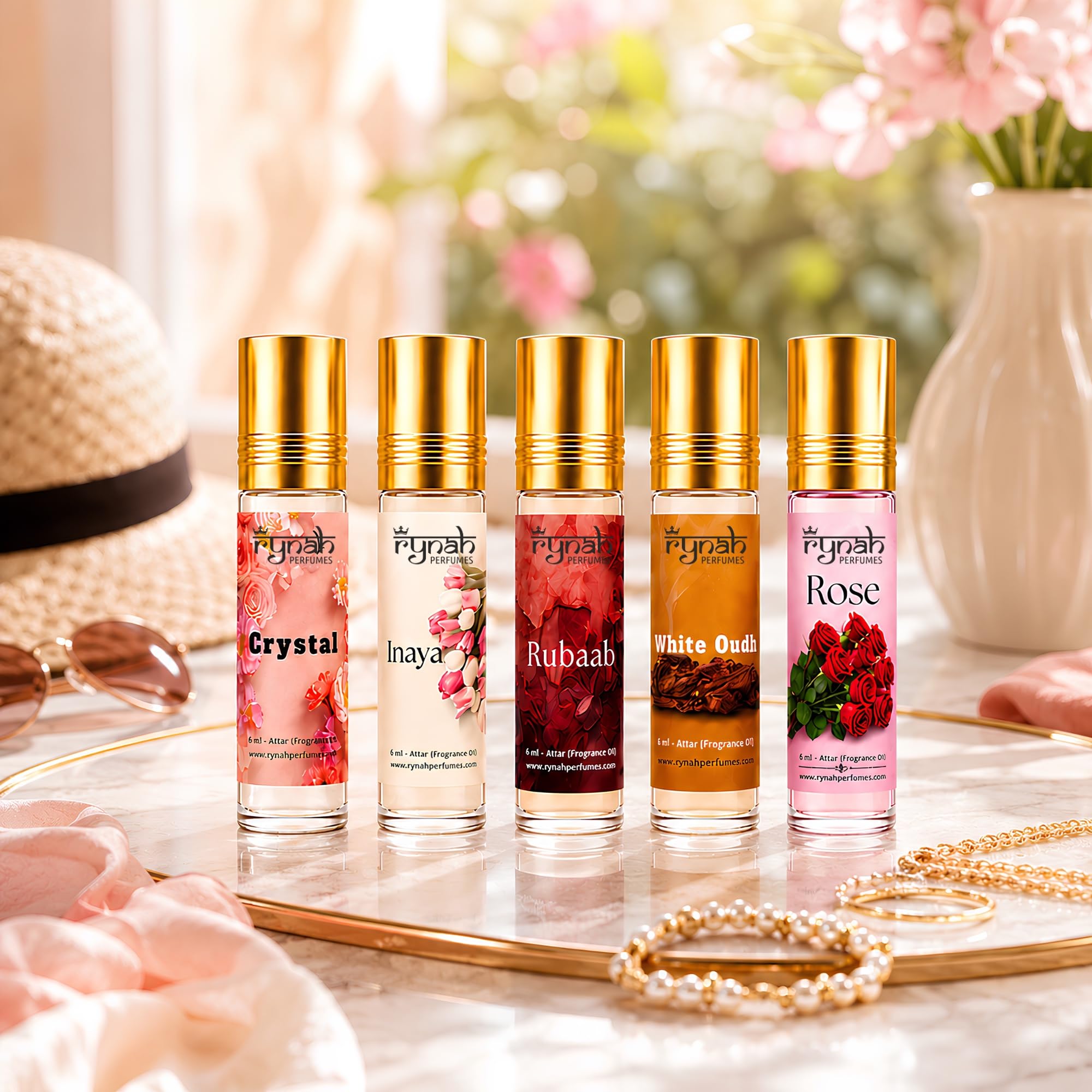 RYNAH Arabic Attar Combo for Men - 3 x 6ml Roll-On Non-Alcoholic Perfume Oil - Concentrated Oil Blend - close-up detail (62)