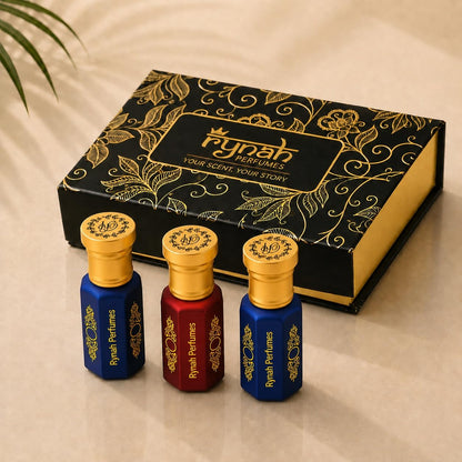 RYNAH Arabic Attar Set - 3 x 6ml Roll-On Perfume Oils (Jannat Ul Firdaus, Majmua, Hind Al Wali) (18)