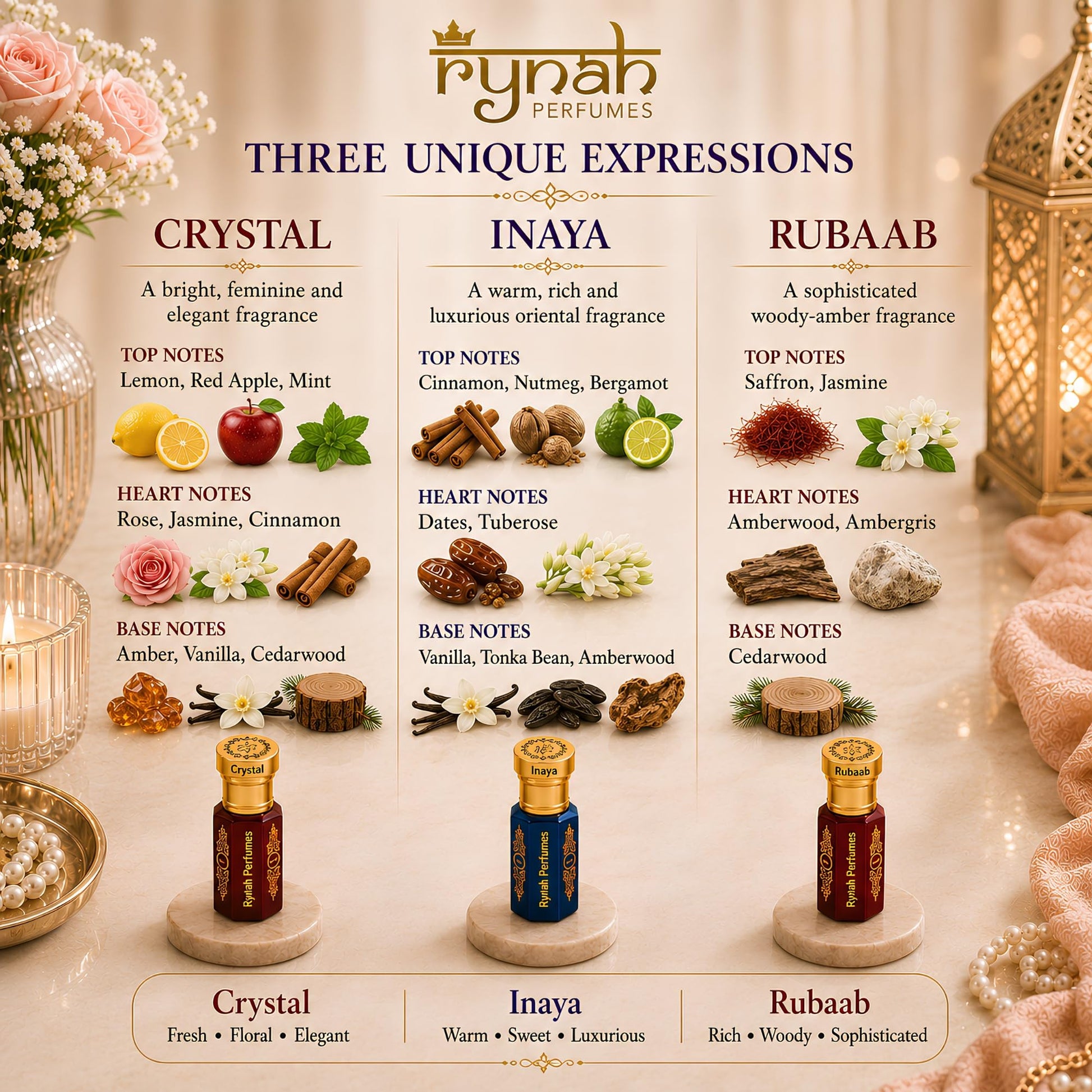 RYNAH Arabic Attar Set - 3 x 6ml Roll-On Perfume Oils (Jannat Ul Firdaus, Majmua, Hind Al Wali) - packaging (29)