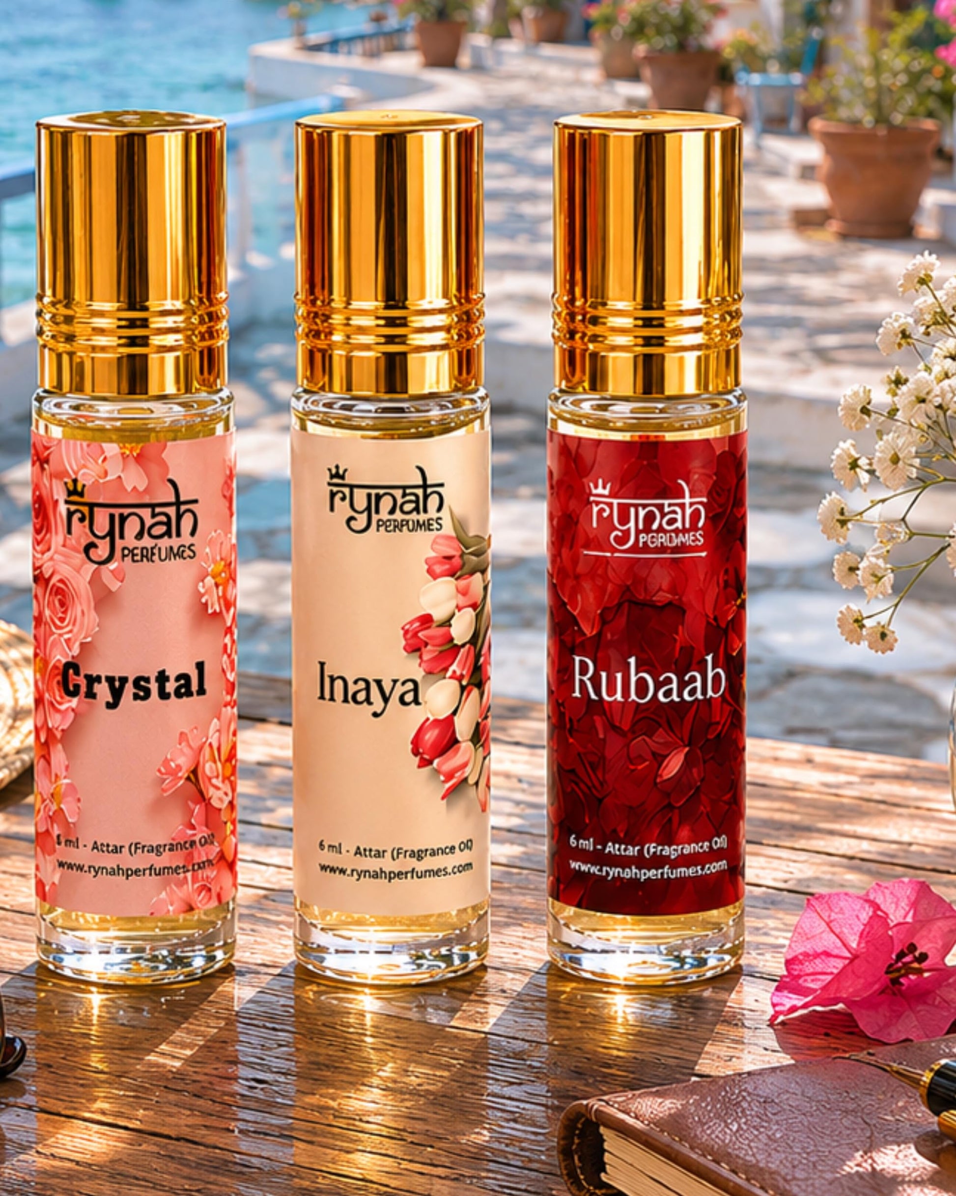 RYNAH Arabic Attar Set - 3 x 6ml Roll-On Perfume Oils (Jannat Ul Firdaus, Majmua, Hind Al Wali) (35)