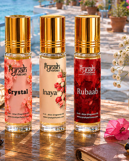 RYNAH Arabic Attar Set - 3 x 6ml Roll-On Perfume Oils (Jannat Ul Firdaus, Majmua, Hind Al Wali) (35)