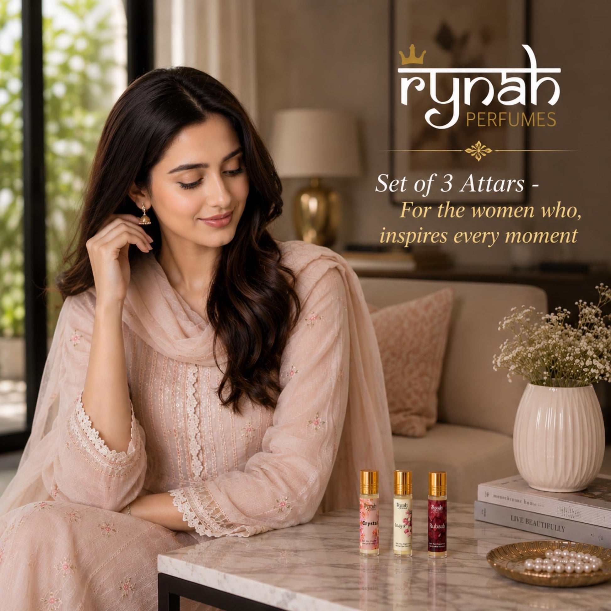 RYNAH Arabic Attar Set - 3 x 6ml Roll-On Perfume Oils (Jannat Ul Firdaus, Majmua, Hind Al Wali) - packaging (38)