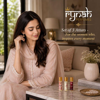 RYNAH Arabic Attar Set - 3 x 6ml Roll-On Perfume Oils (Jannat Ul Firdaus, Majmua, Hind Al Wali) - packaging (38)