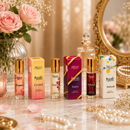 RYNAH Arabic Attar Set - 3 x 6ml Roll-On Perfume Oils (Jannat Ul Firdaus, Majmua, Hind Al Wali) - in use (42)
