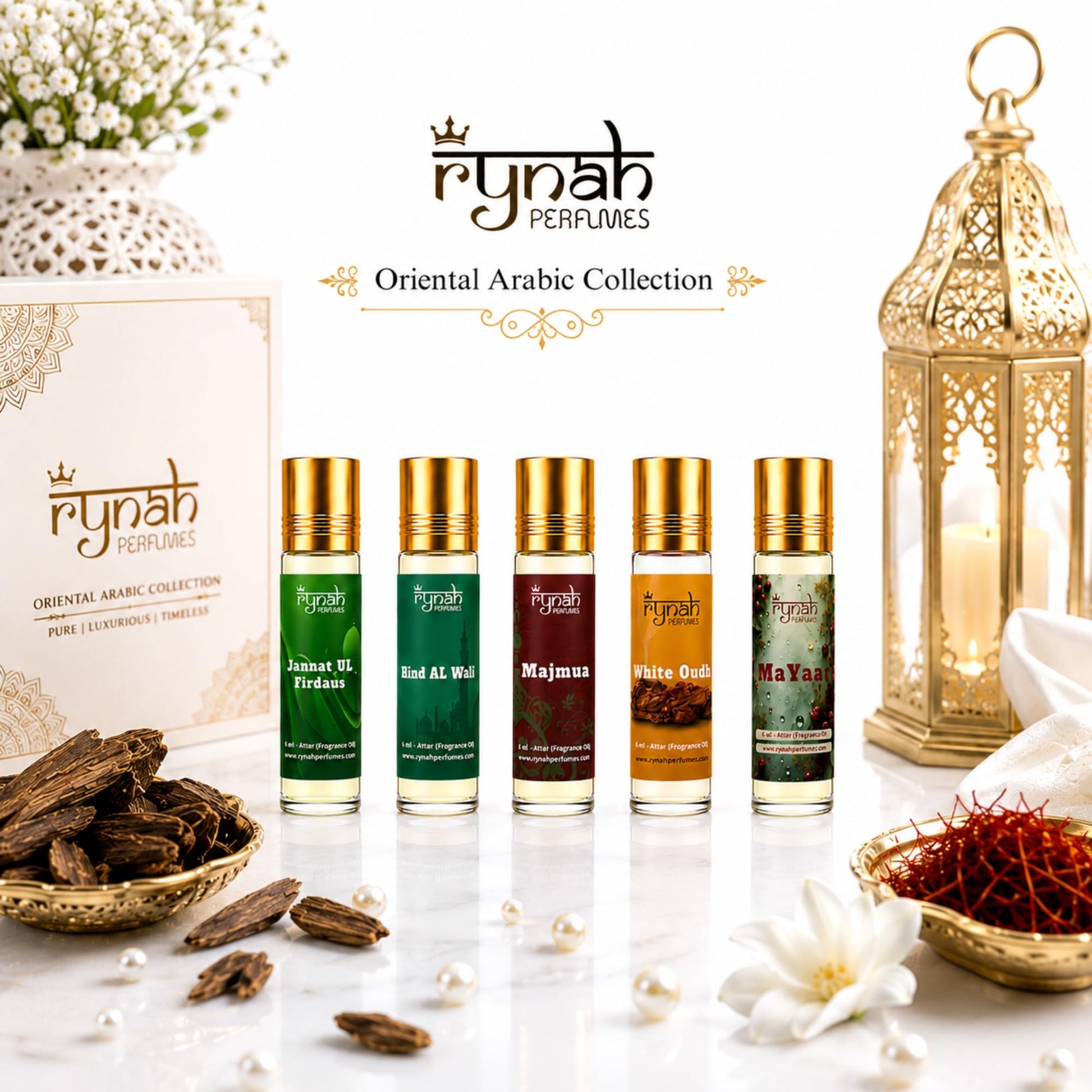 RYNAH Arabic Attar Set - 3 x 6ml Roll-On Perfume Oils (Jannat Ul Firdaus, Majmua, Hind Al Wali) - in use (49)