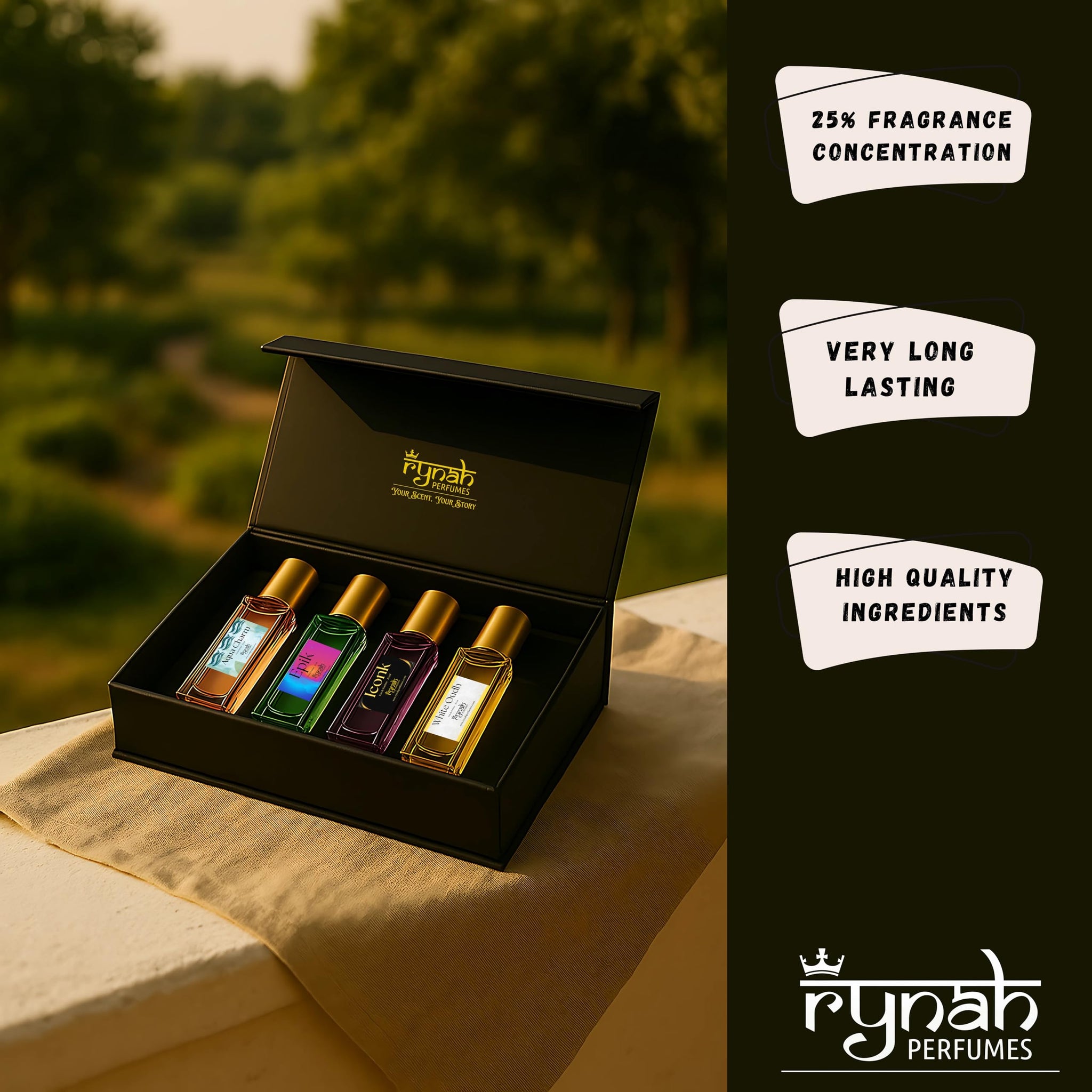 RYNAH Men's Perfume Gift Set, 4 x 20ml Eau de Parfum, Travel-Friendly Fragrance Collection - in use (22)