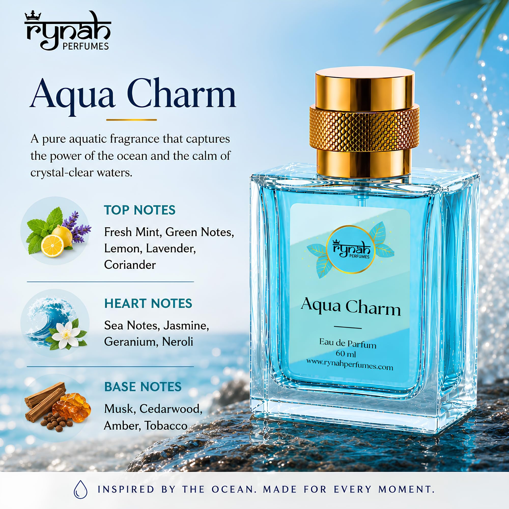 RYNAH Men's Perfume Gift Set, 4 x 20ml Eau de Parfum, Travel-Friendly Fragrance Collection - label detail (30)