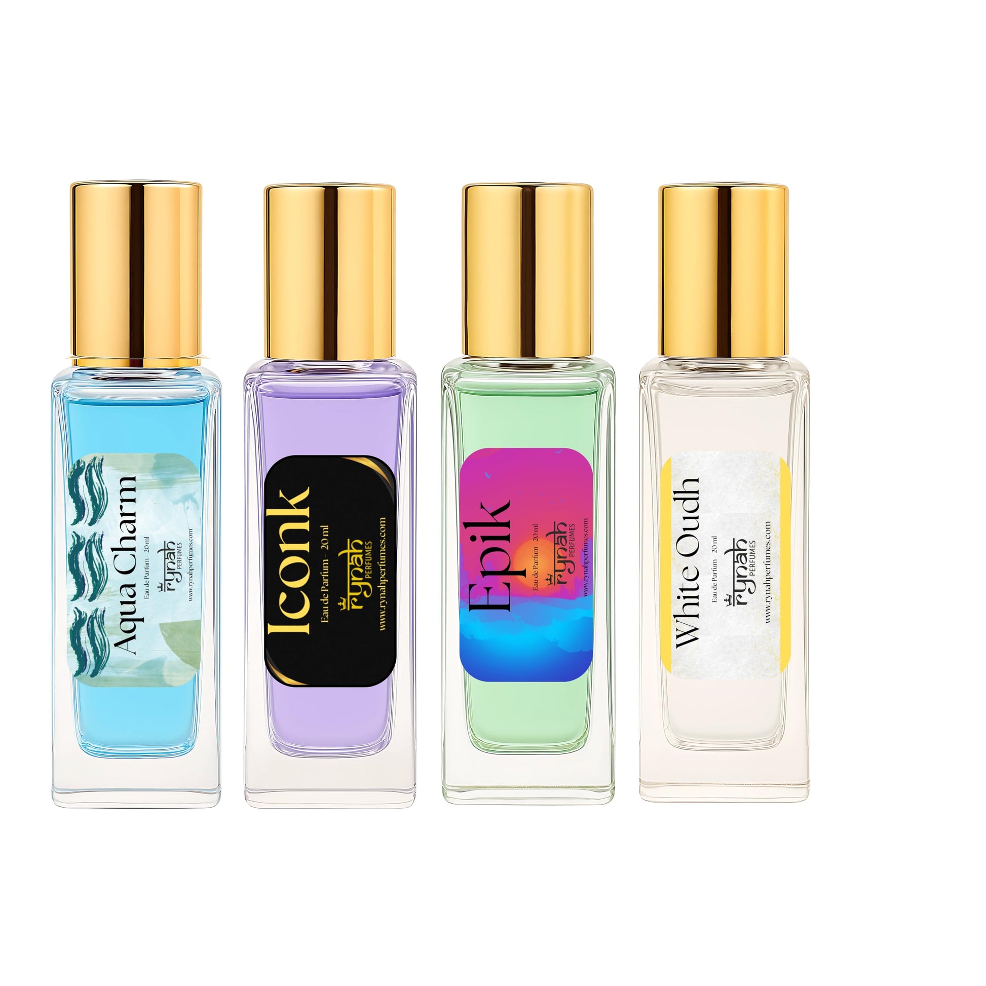 RYNAH Men's Perfume Gift Set, 4 x 20ml Eau de Parfum, Travel-Friendly Fragrance Collection - size and scale