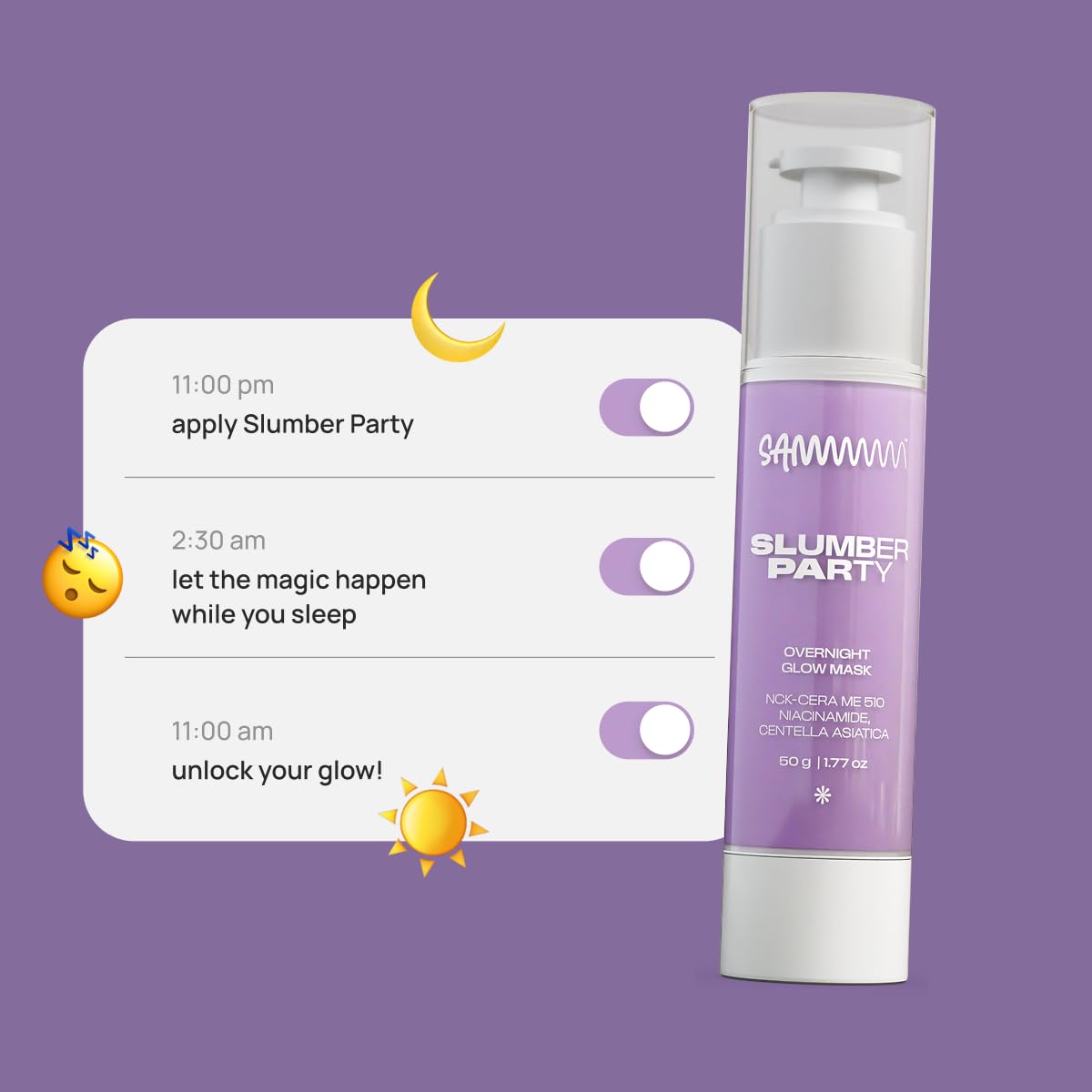 Sammmm Slumber Party Overnight Sleeping Mask, 50g, 5-Ceramide Complex, Vegan Formula - close-up detail