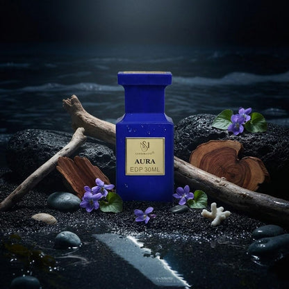 SANSI MAYO Aura Eau de Parfum for Men, 30ml, Fresh Woody Scent with Clean Refined Notes - front view