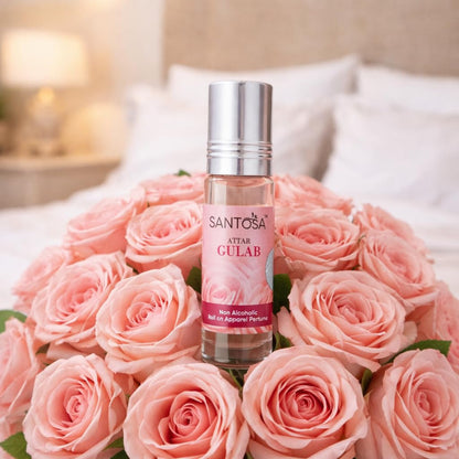 SANTOSA Gulab Attar Original, 6ml Roll-On, Oil-Based Rose Fragrance, Alcohol-Free, Unisex - back view