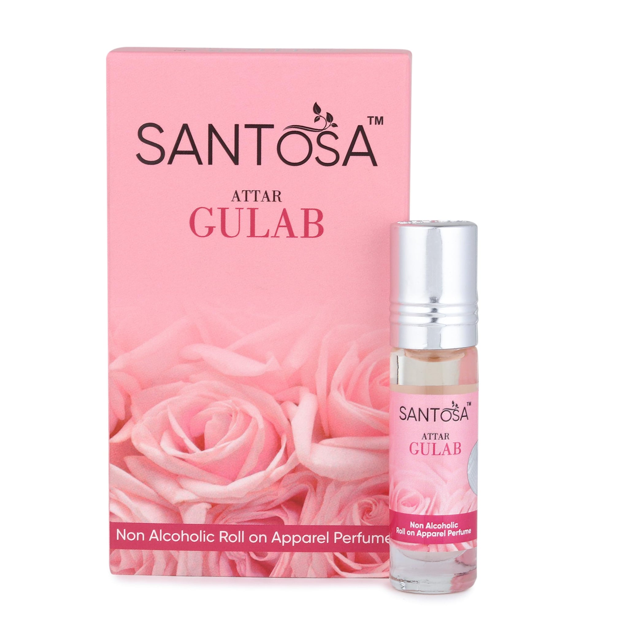 SANTOSA Gulab Attar Original, 6ml Roll-On, Oil-Based Rose Fragrance, Alcohol-Free, Unisex - label detail
