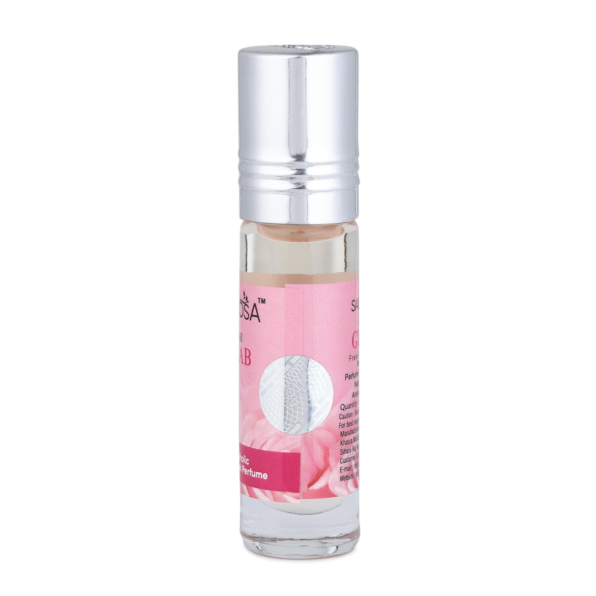 SANTOSA Gulab Attar Original, 6ml Roll-On, Oil-Based Rose Fragrance, Alcohol-Free, Unisex - ingredients panel