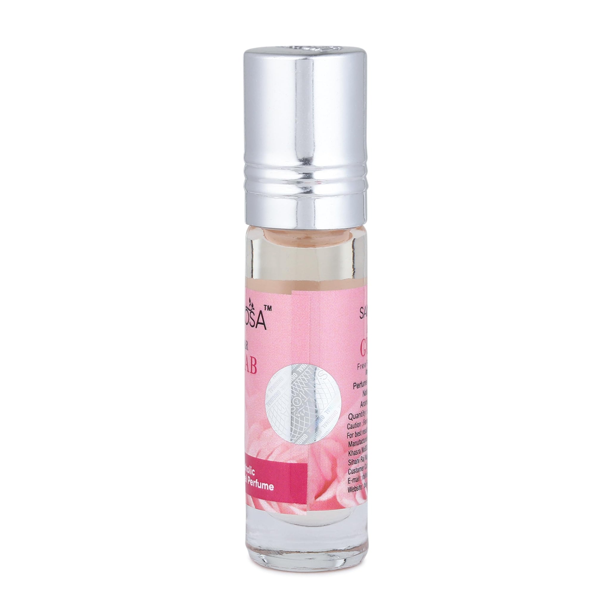 SANTOSA Gulab Attar Original, 6ml Roll-On, Oil-Based Rose Fragrance, Alcohol-Free, Unisex - ingredients panel
