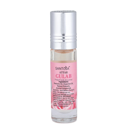 SANTOSA Gulab Attar Original, 6ml Roll-On, Oil-Based Rose Fragrance, Alcohol-Free, Unisex - close-up detail