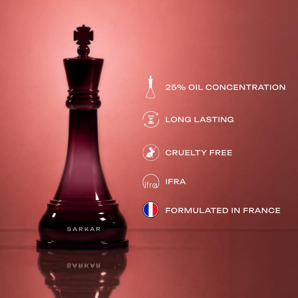 SARKAR Noble Unisex Eau de Parfum, 100ml, Bergamot Eucalyptus Cedarwood Woody Fragrance, 25% Perfume Concentration - close-up