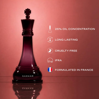 SARKAR Noble Unisex Eau de Parfum, 100ml, Bergamot Eucalyptus Cedarwood Woody Fragrance, 25% Perfume Concentration - close-up