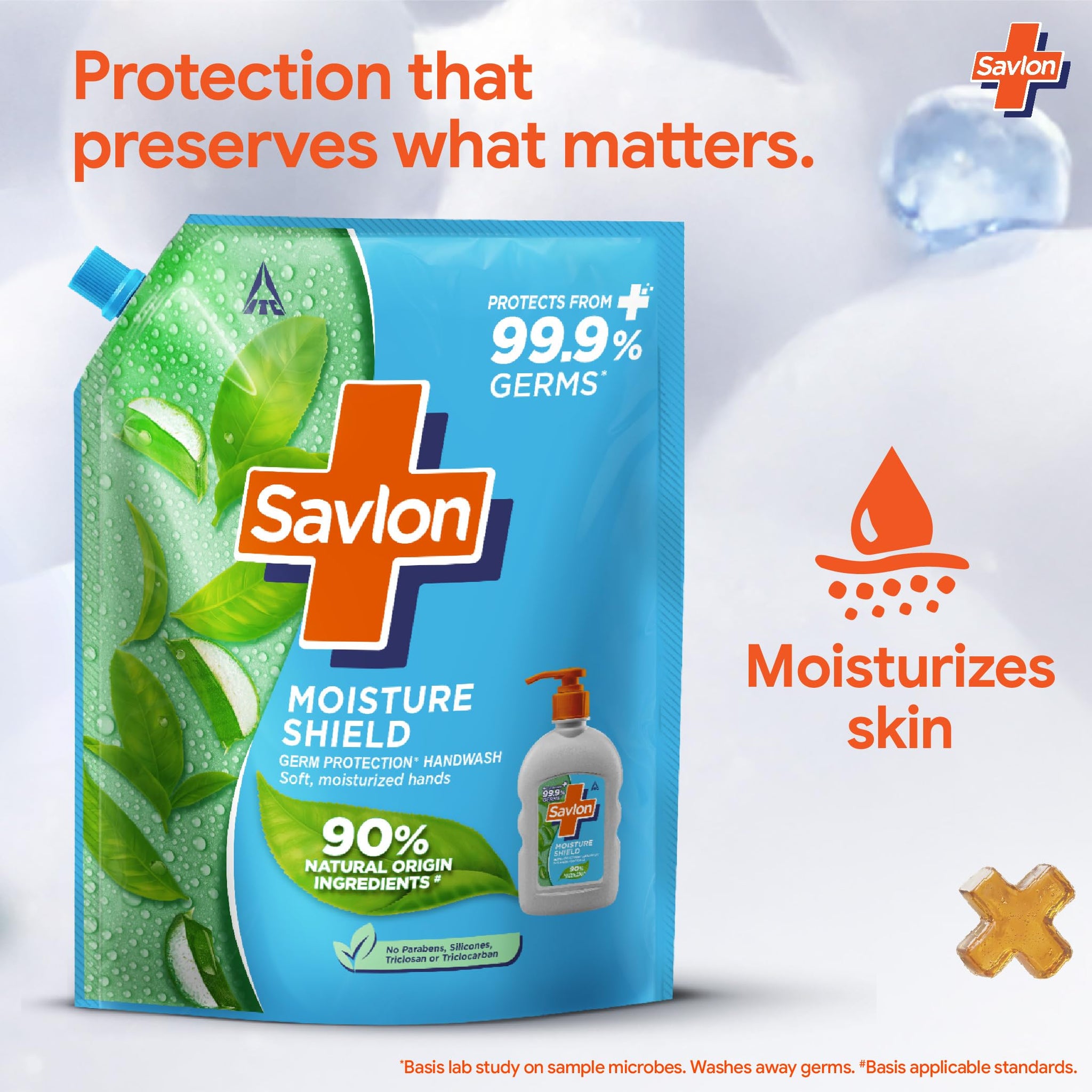 Savlon Moisture Shield Liquid Handwash Refill, 1.3L, 90% Natural Origin, Dermatologically Tested, for All Skin Types - back v